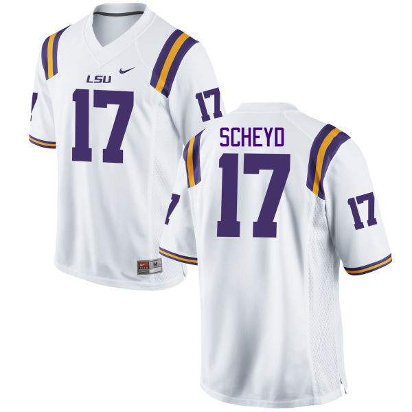 Men LSU Tigers #17 Tiger Scheyd College Football Jerseys Game-White - Click Image to Close